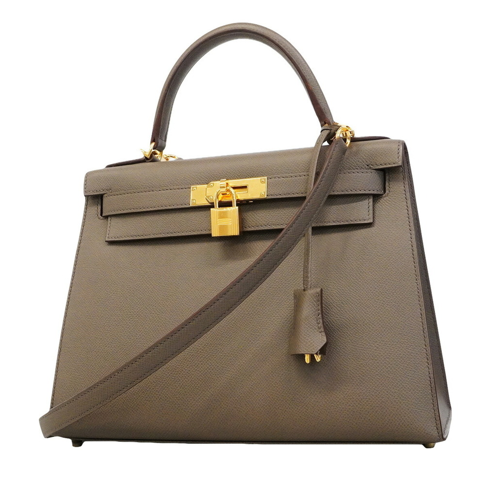 Hermes Kelly 28 Handbag, Veau Epsom Leather, Etoupe, Z Stamp, 2-way Bag for W...